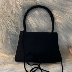 Classic Black Satin Structured Women's Handbag